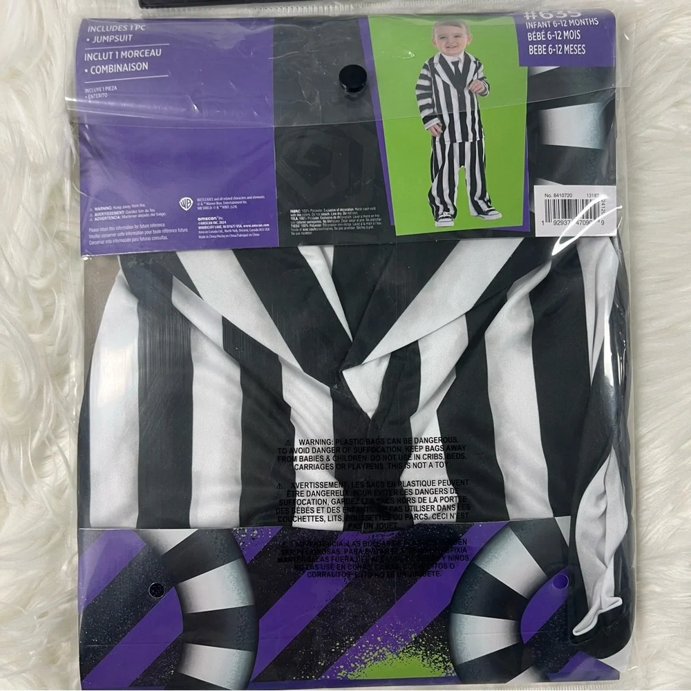 Beetlejuice Infant Costume NEW - Black and White 6-12 months